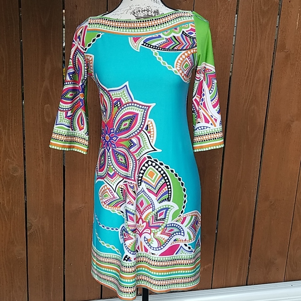 Retro 70s Style Psychedelic Chic Dress